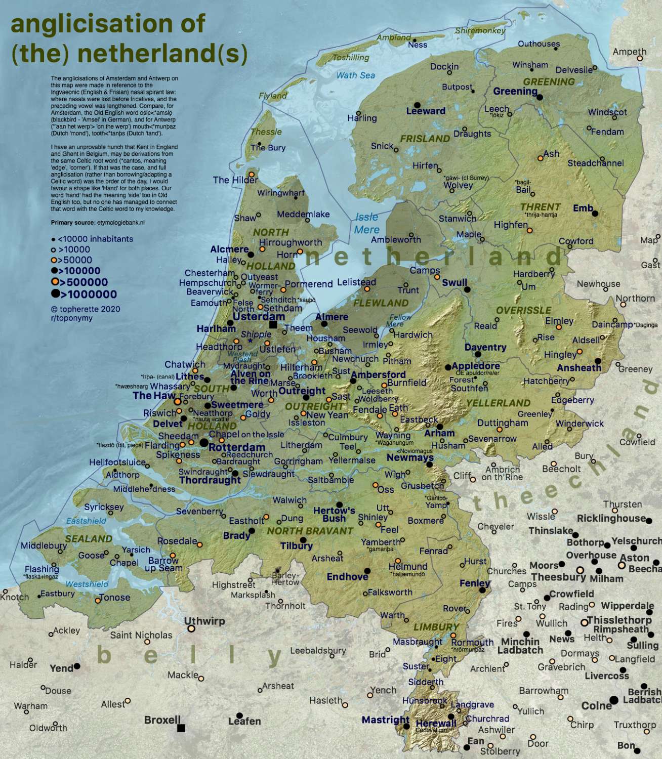 The Netherlands place names rendered into English