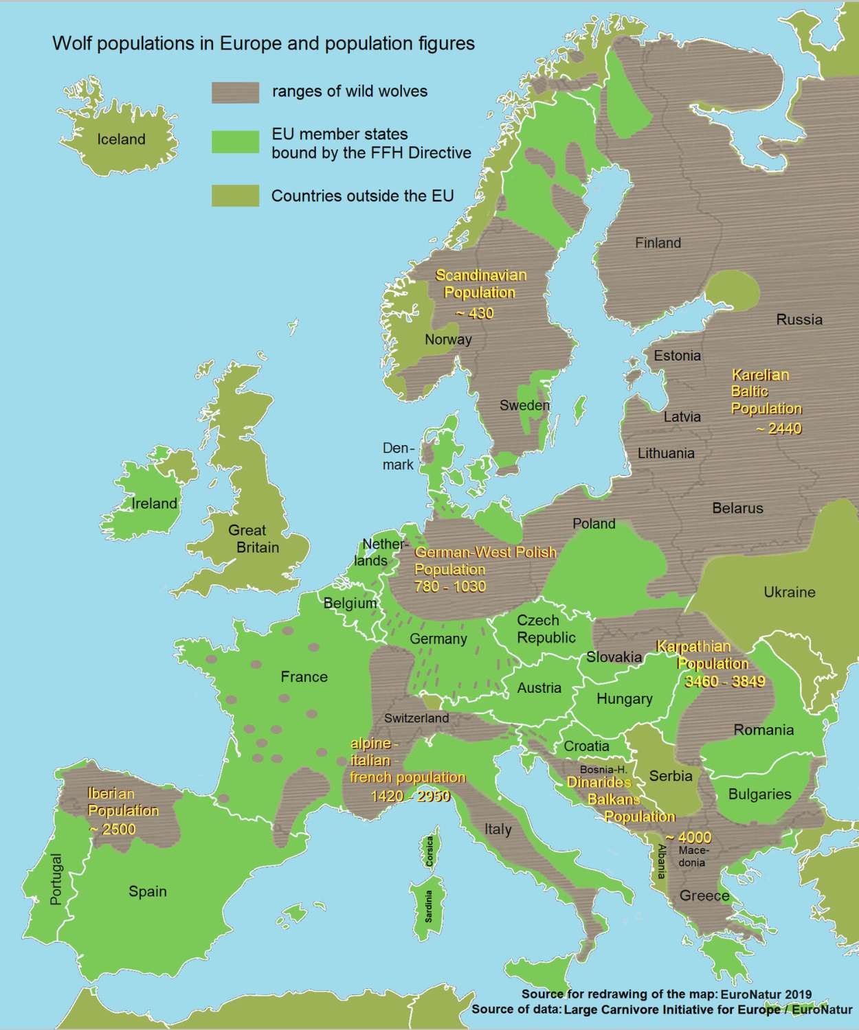 Wolf populations in Europe