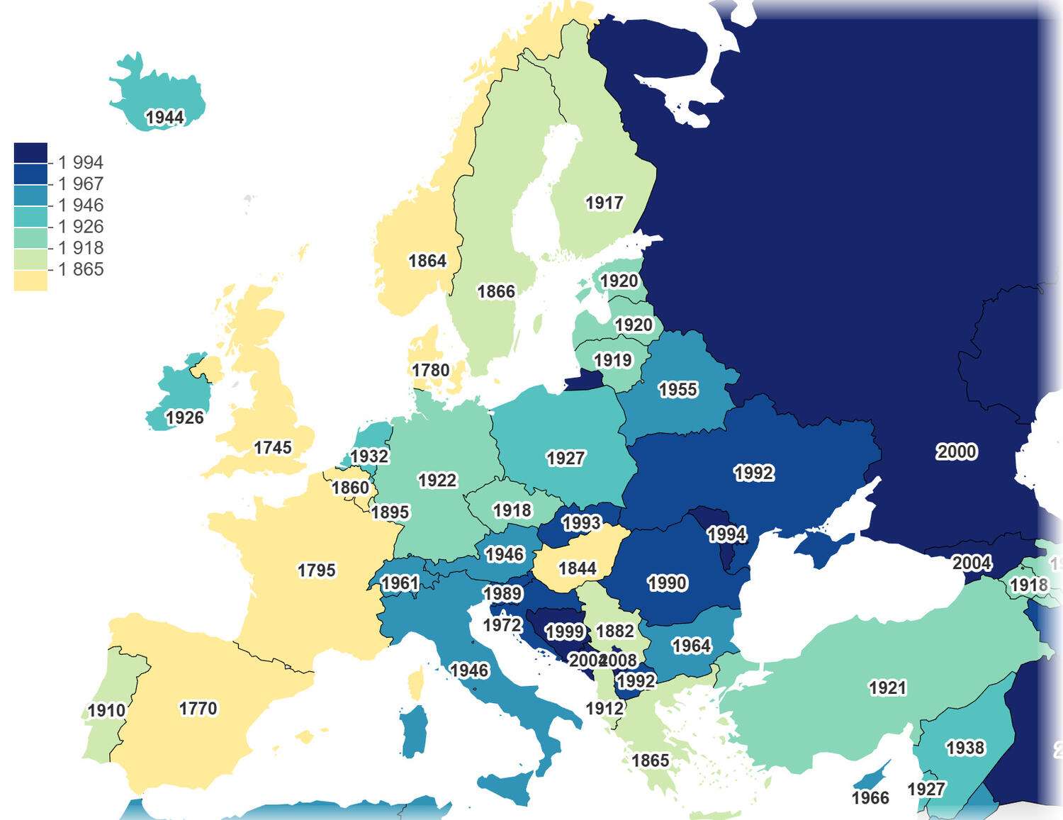 When current national anthems were first adopted in Europe?