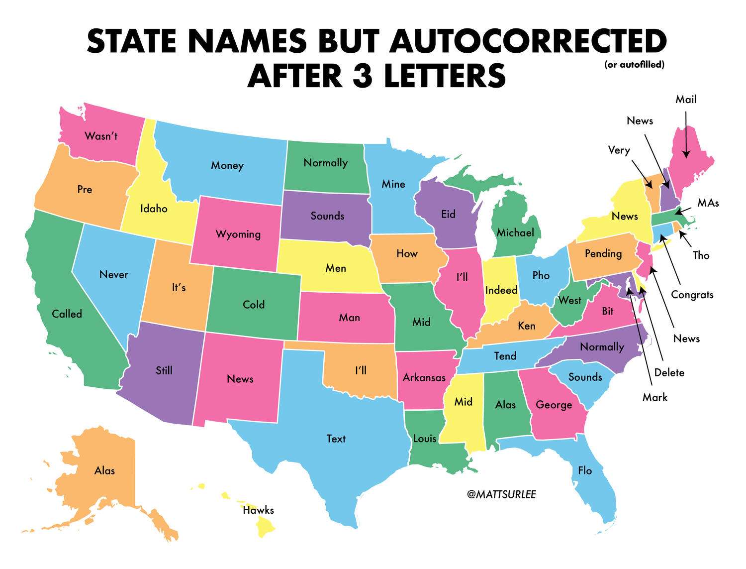 US state names autocorrected after 3 letters