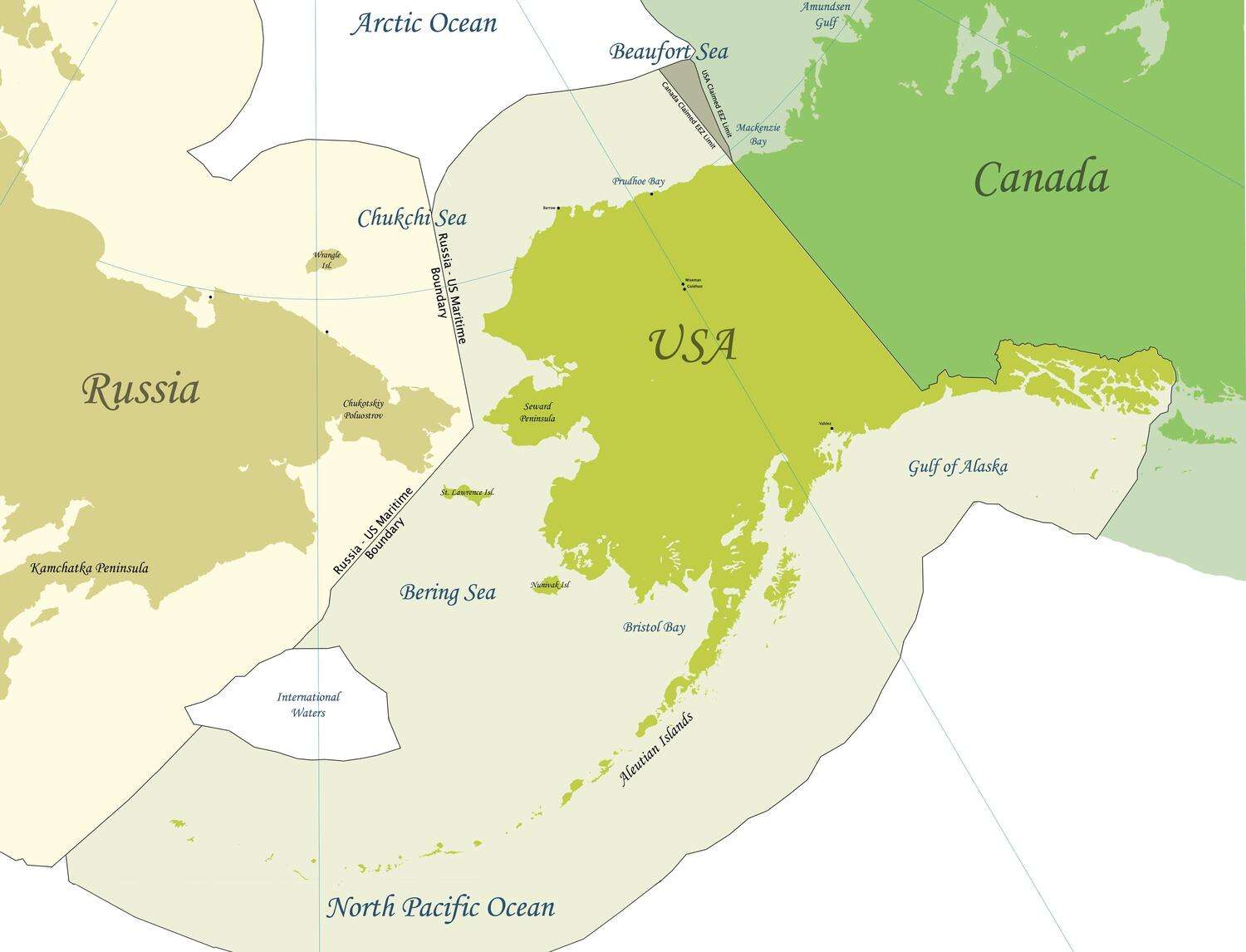 Russia - US maritime boundaries in the Bering and Chukchi sea.