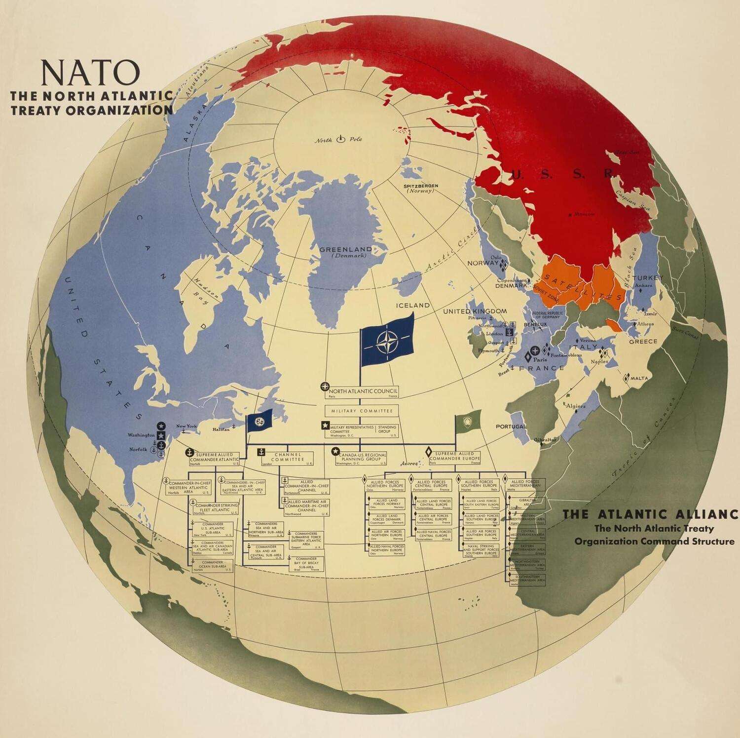 An early map of the NATO alliance, 1955