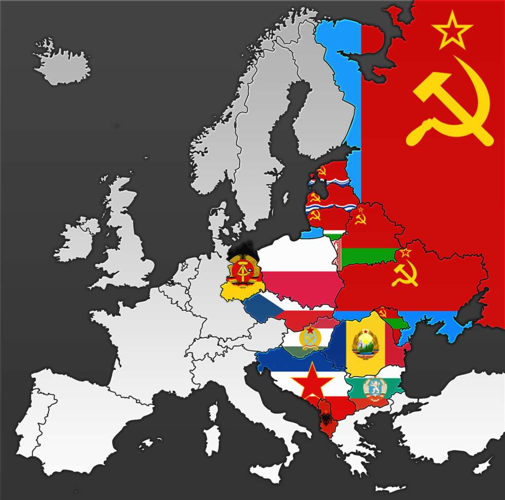 Map of the Eastern Bloc at the height of communist rule In Europe