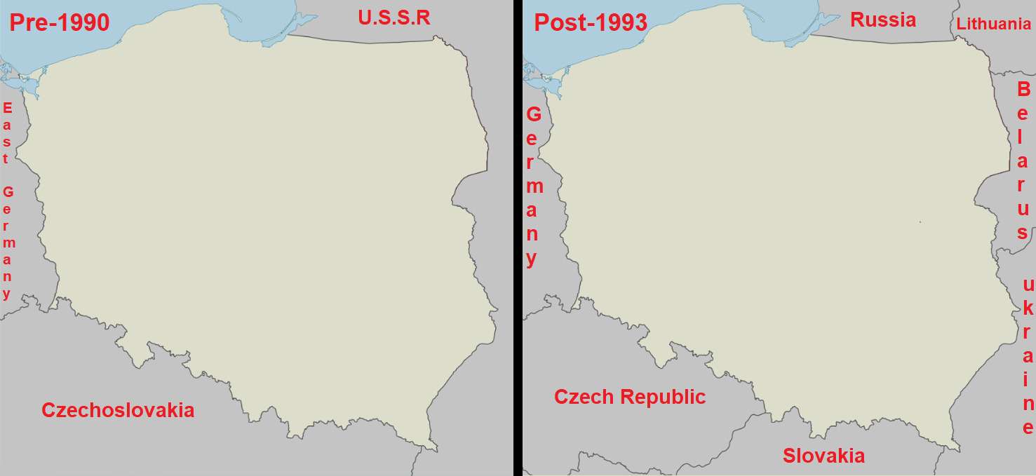 None of the countries that surrounded Poland before 1990 exist anymore