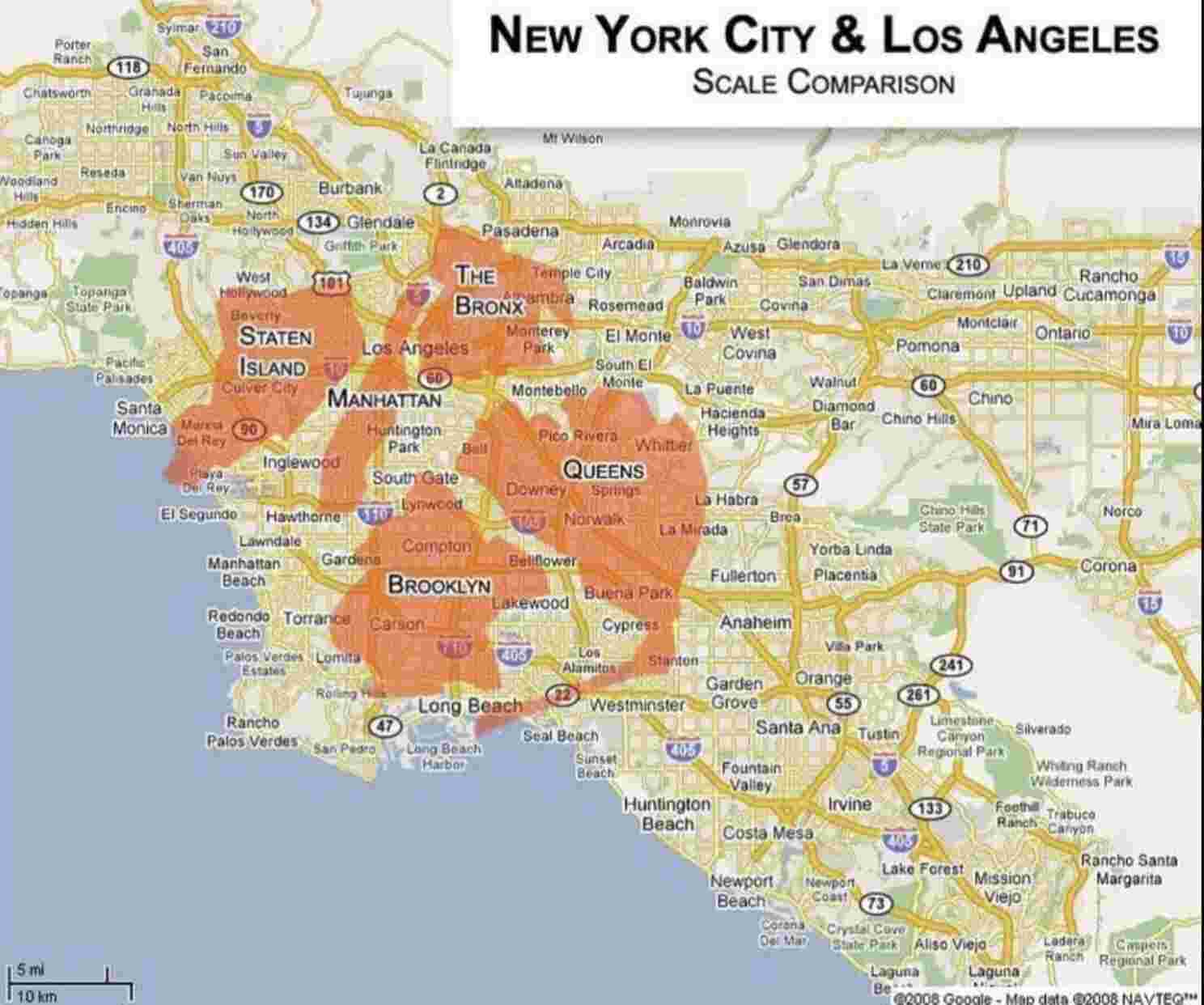 New York and Los Angeles compared