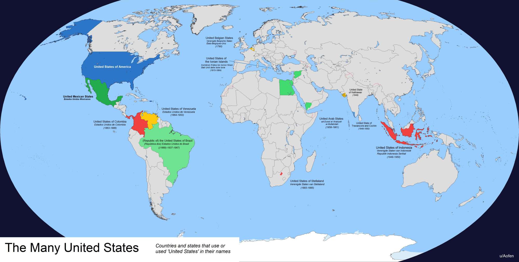 Countries and States that have or had 'United States' in their name