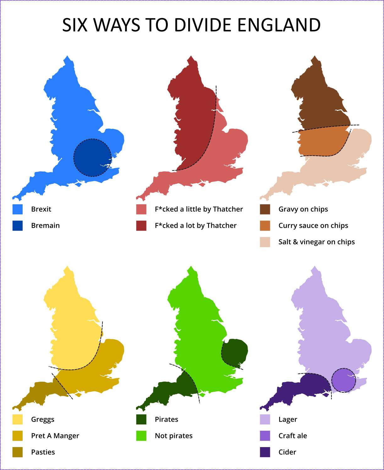6 ways to divide England