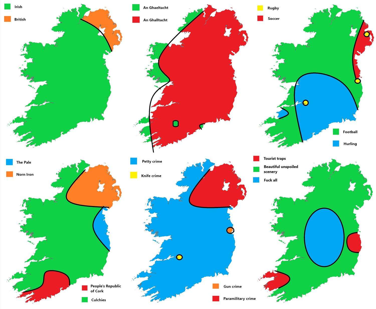 6 ways to divide Ireland