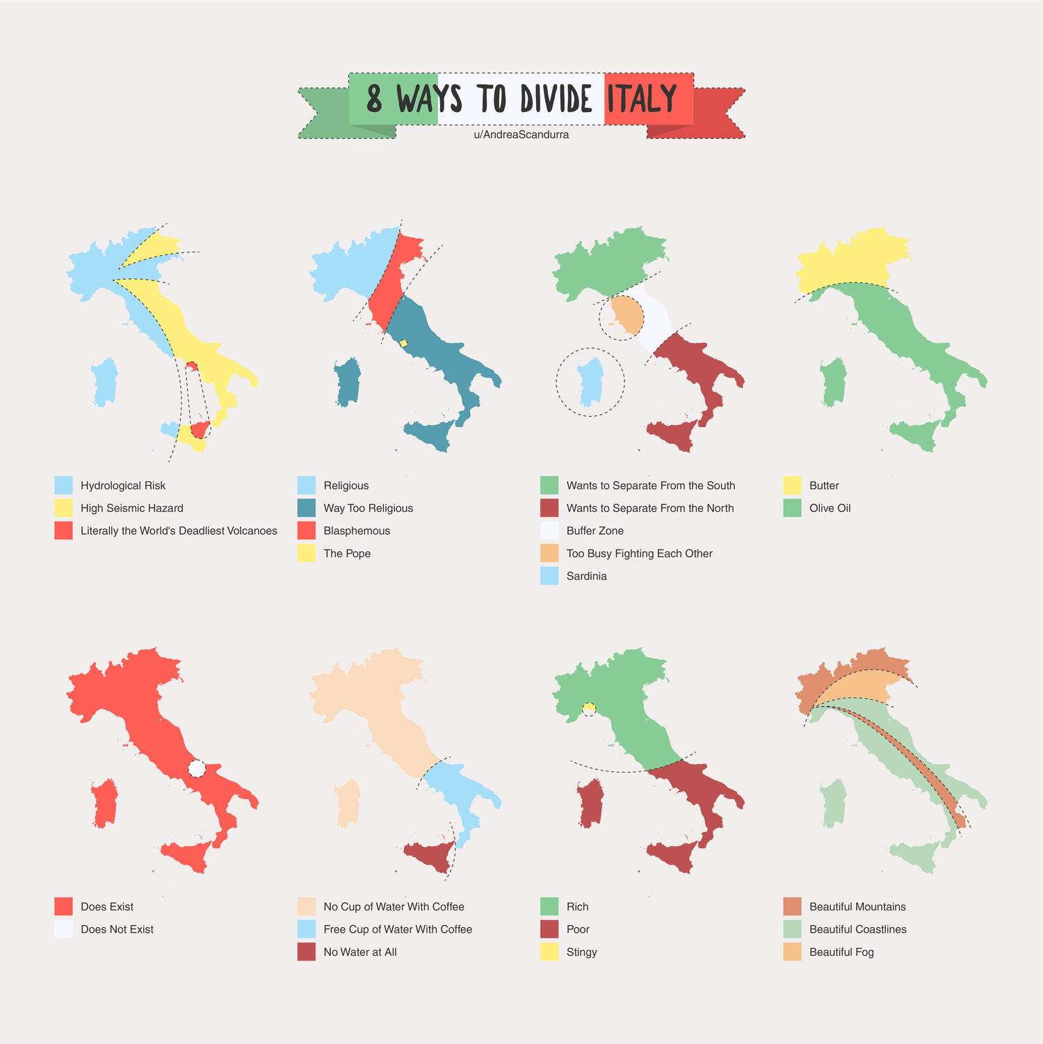8 ways to divide Italy