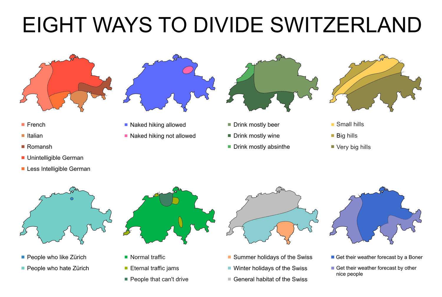 8 ways to divide Switzerland