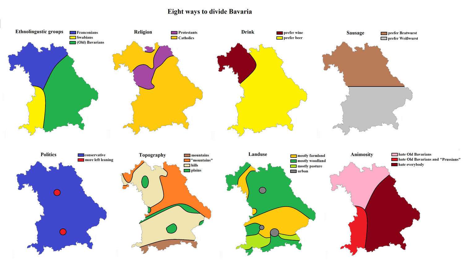 8 ways to divide the German state of Bavaria