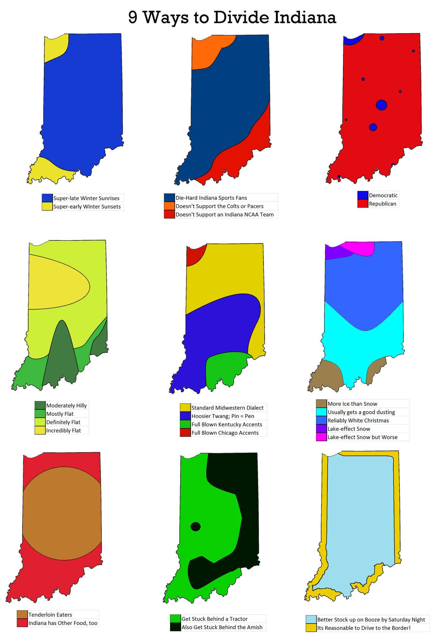 9 ways to divide Indiana