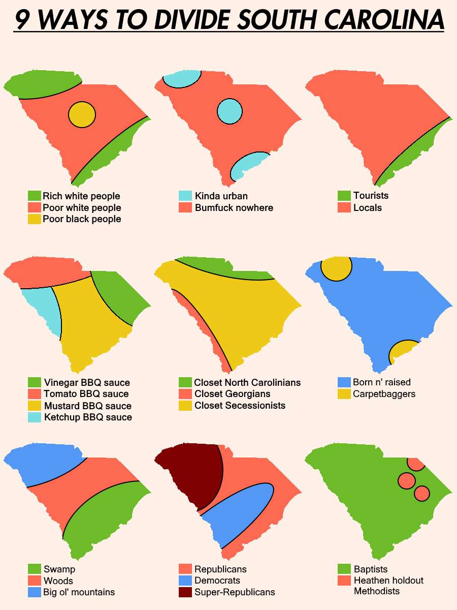 9 ways to divide South Carolina