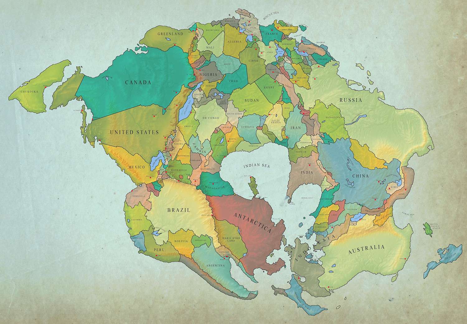 How earth will look with current international borders in 250 million years