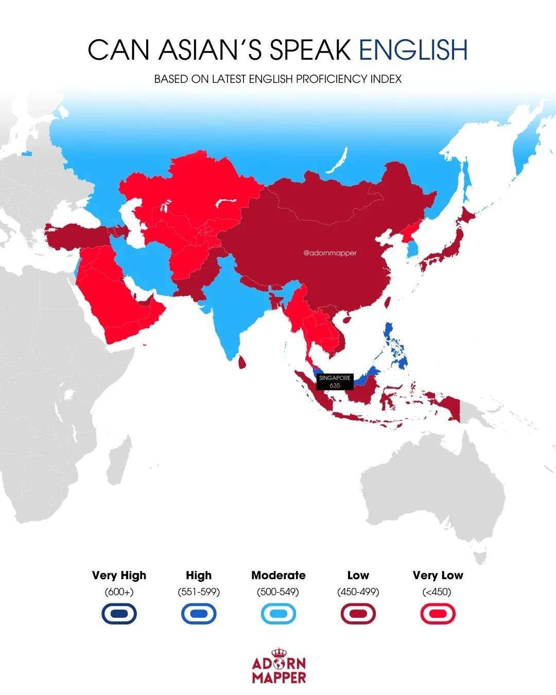 English proficiency in Asia