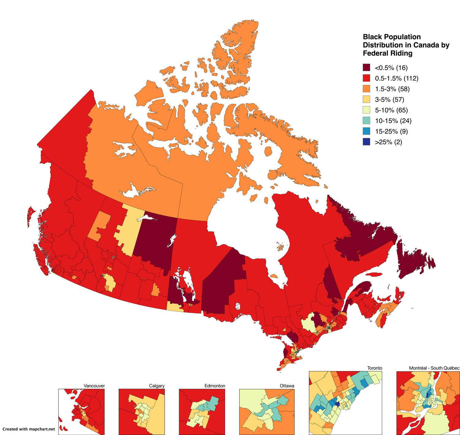 Black Population Distribution throughout Canada