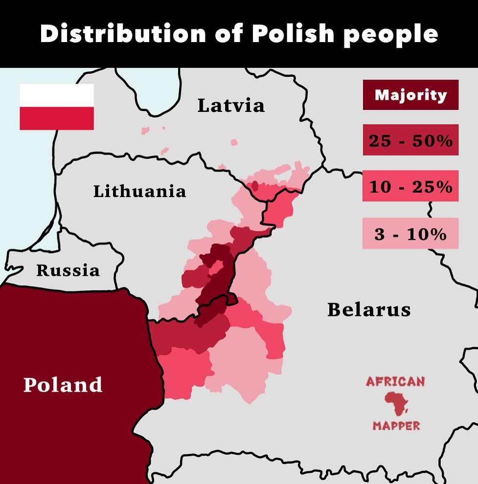 Distribution of Polish people