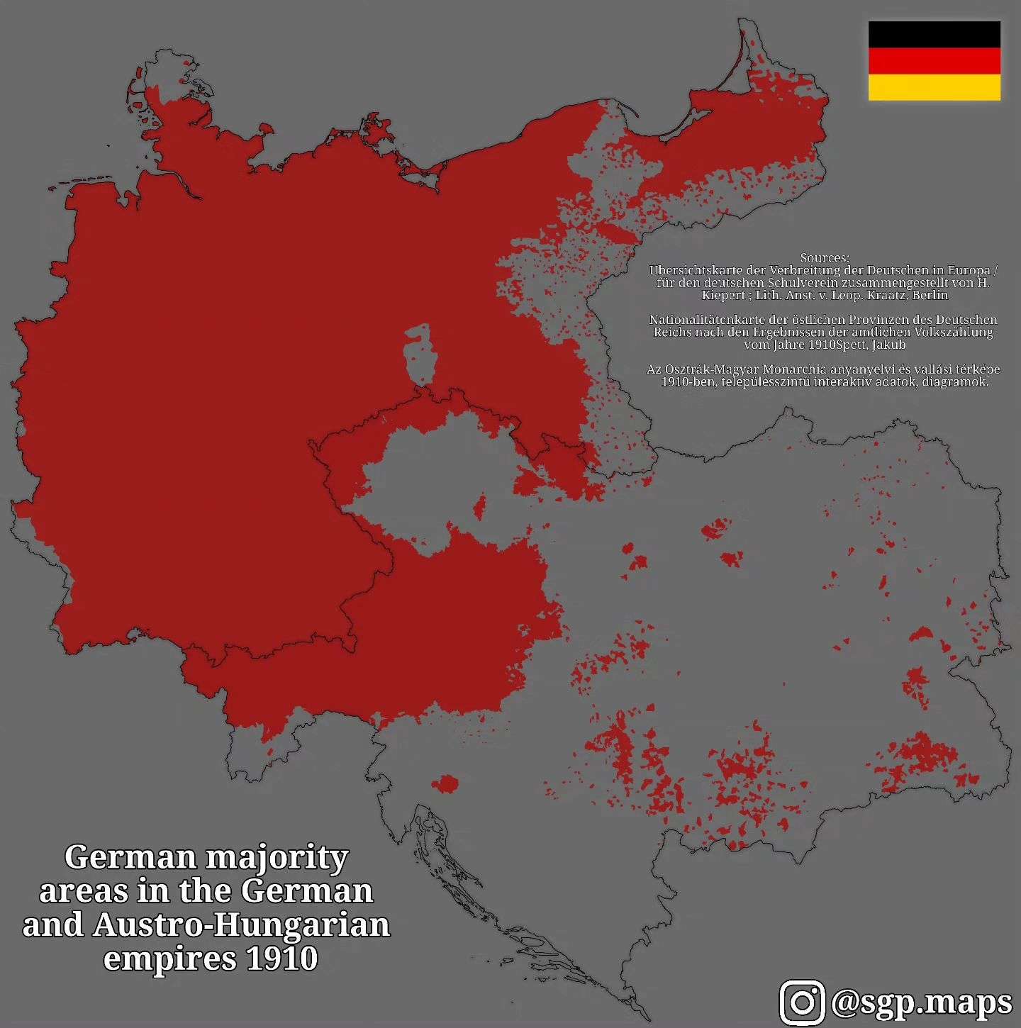 German majority areas in Germany and Austria-Hungary 1910