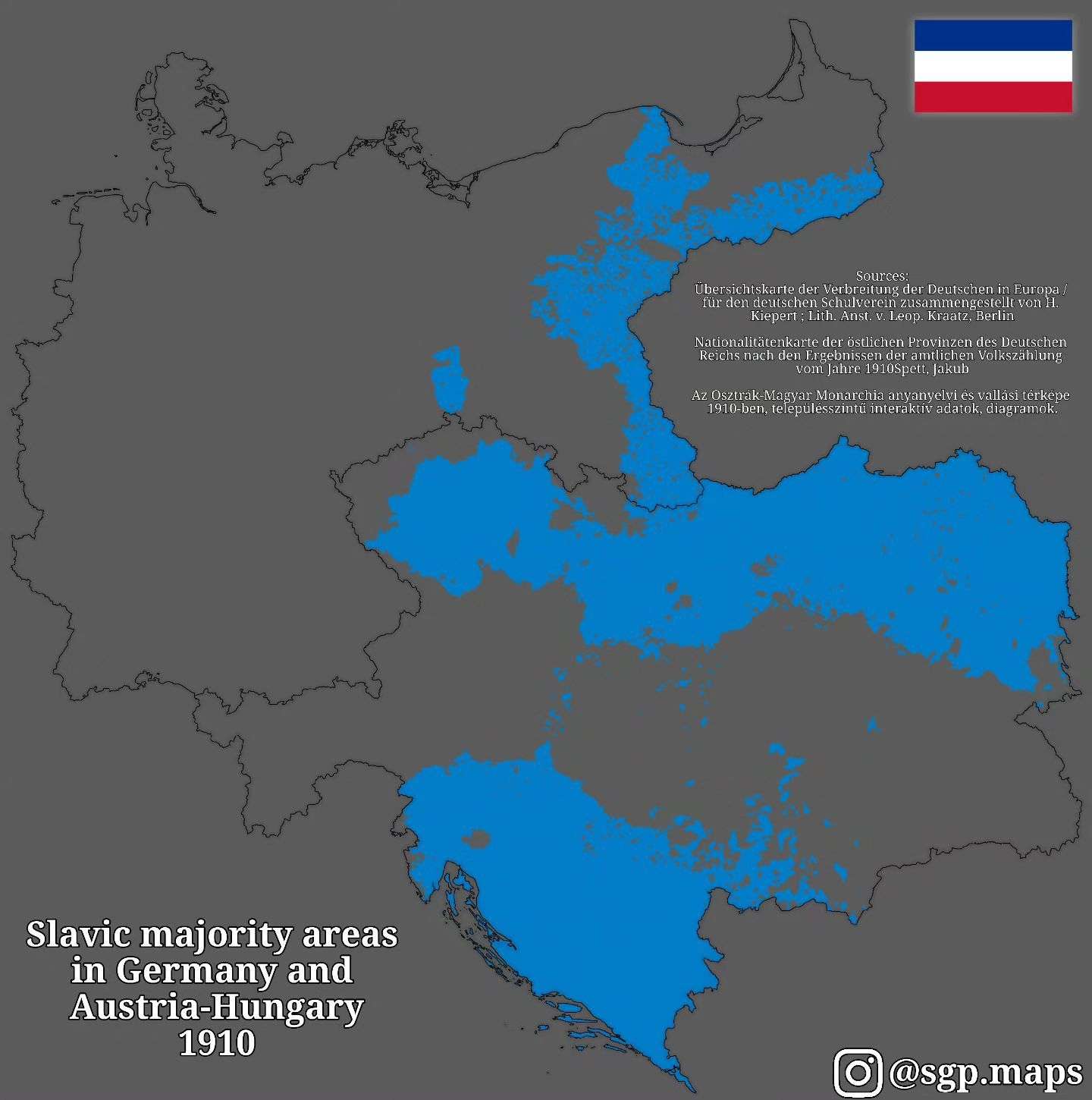 Slavic majority areas in Germany and Austria-Hungary 1910