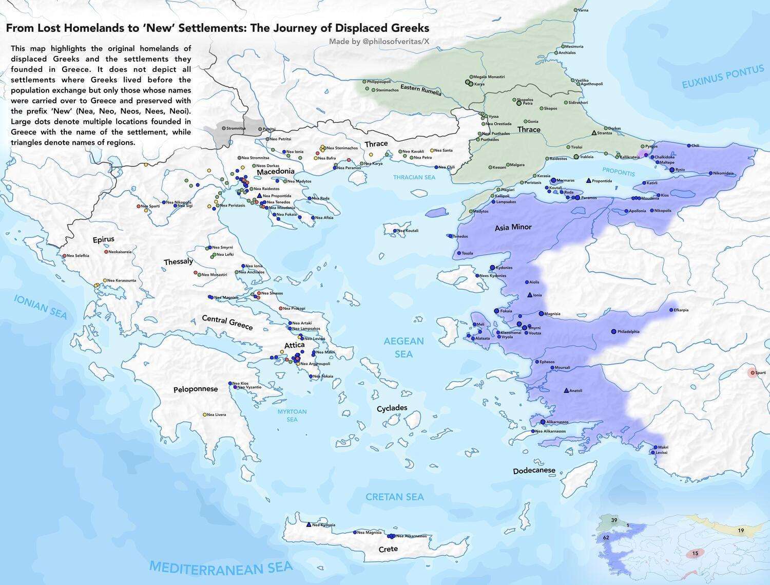Where Greeks of Anatolia ended up after the population exchange