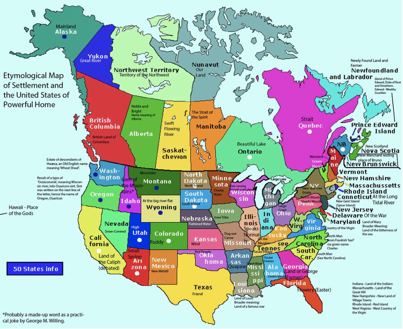 Etymological Map of North America