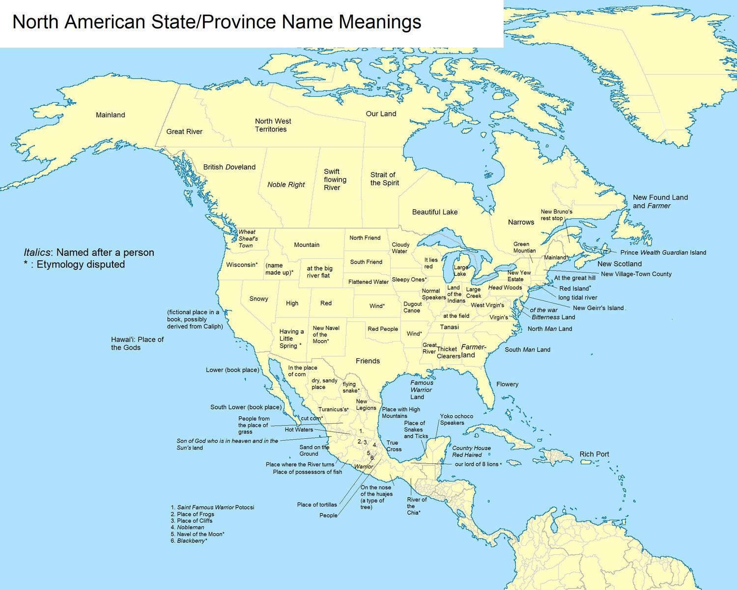Etymologies of North American States/Provinces
