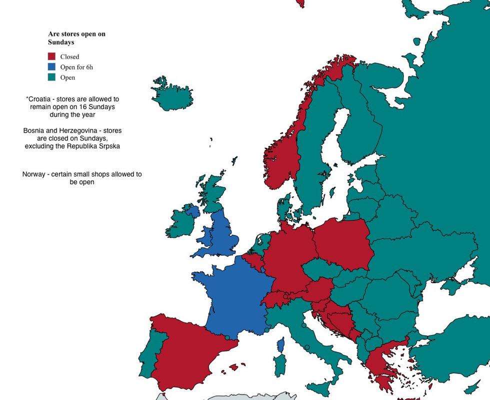 Can you shop in Europe on Sundays?