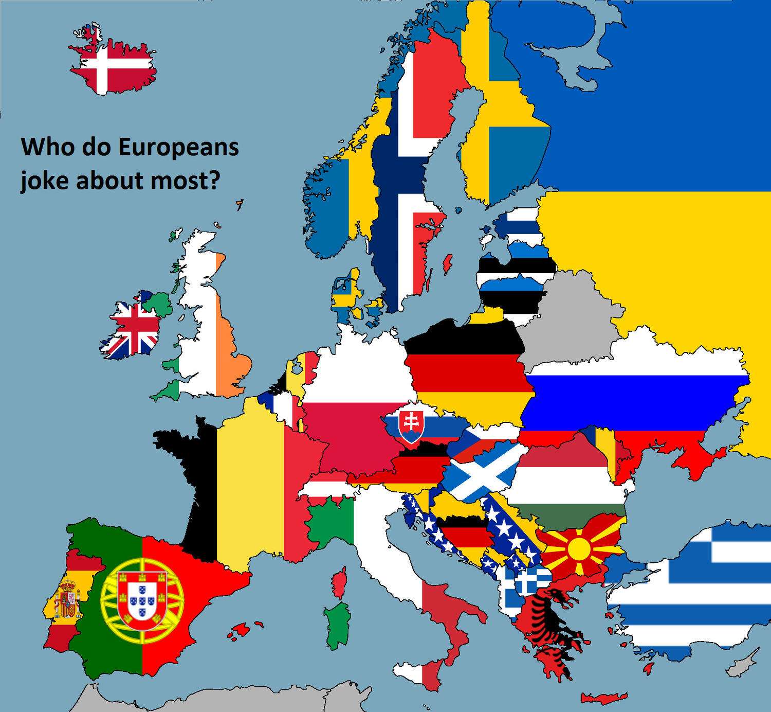 Who do Europeans joke about most?