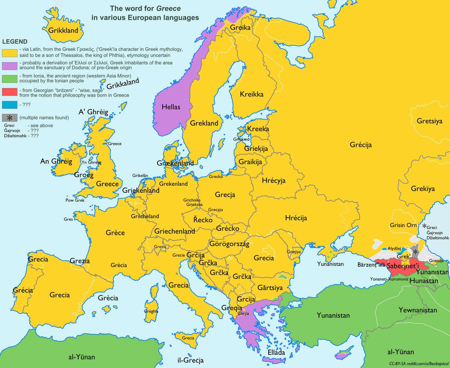 Name for "Greece" in European languages