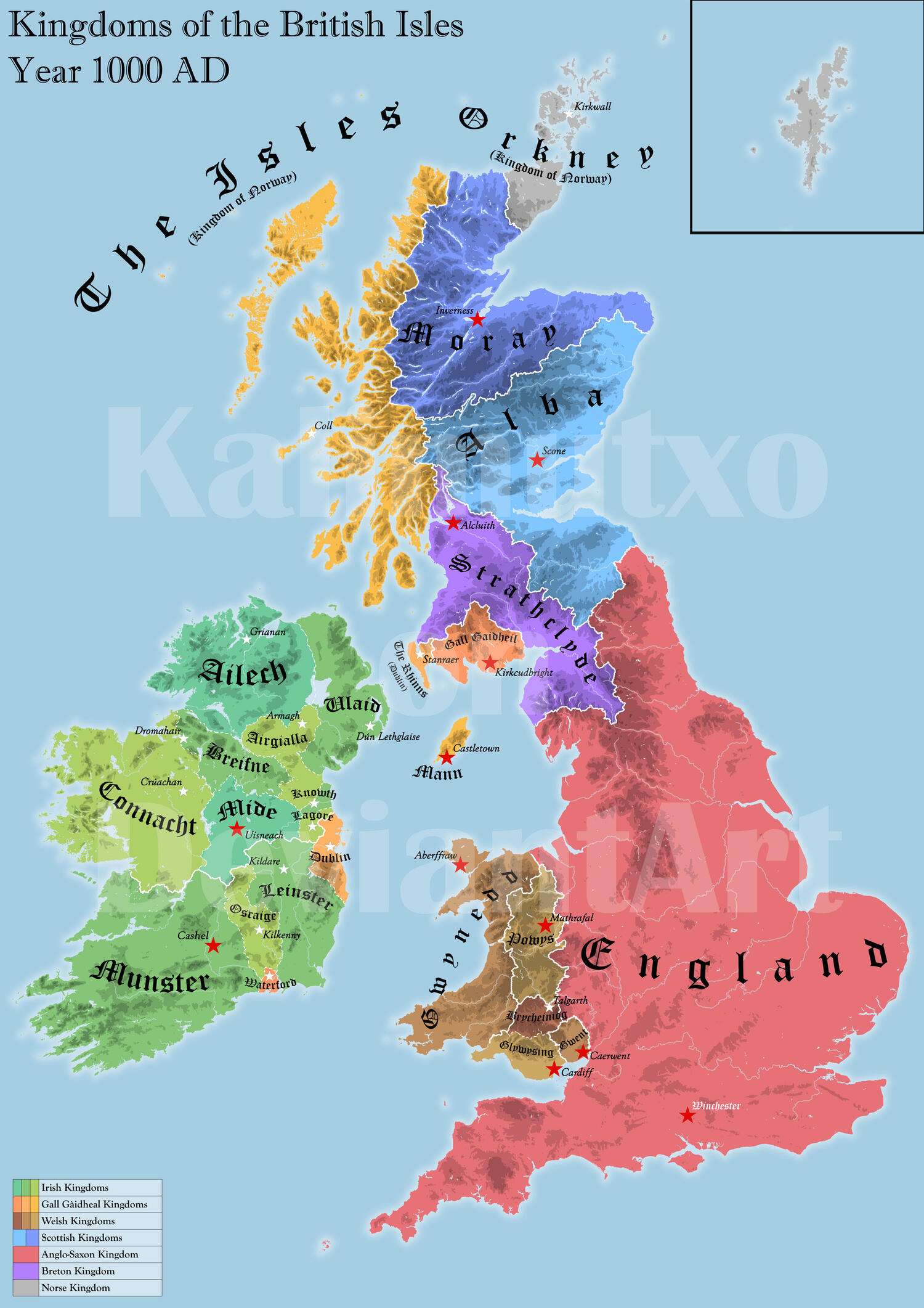 Britain and Ireland, circa 1000 AD