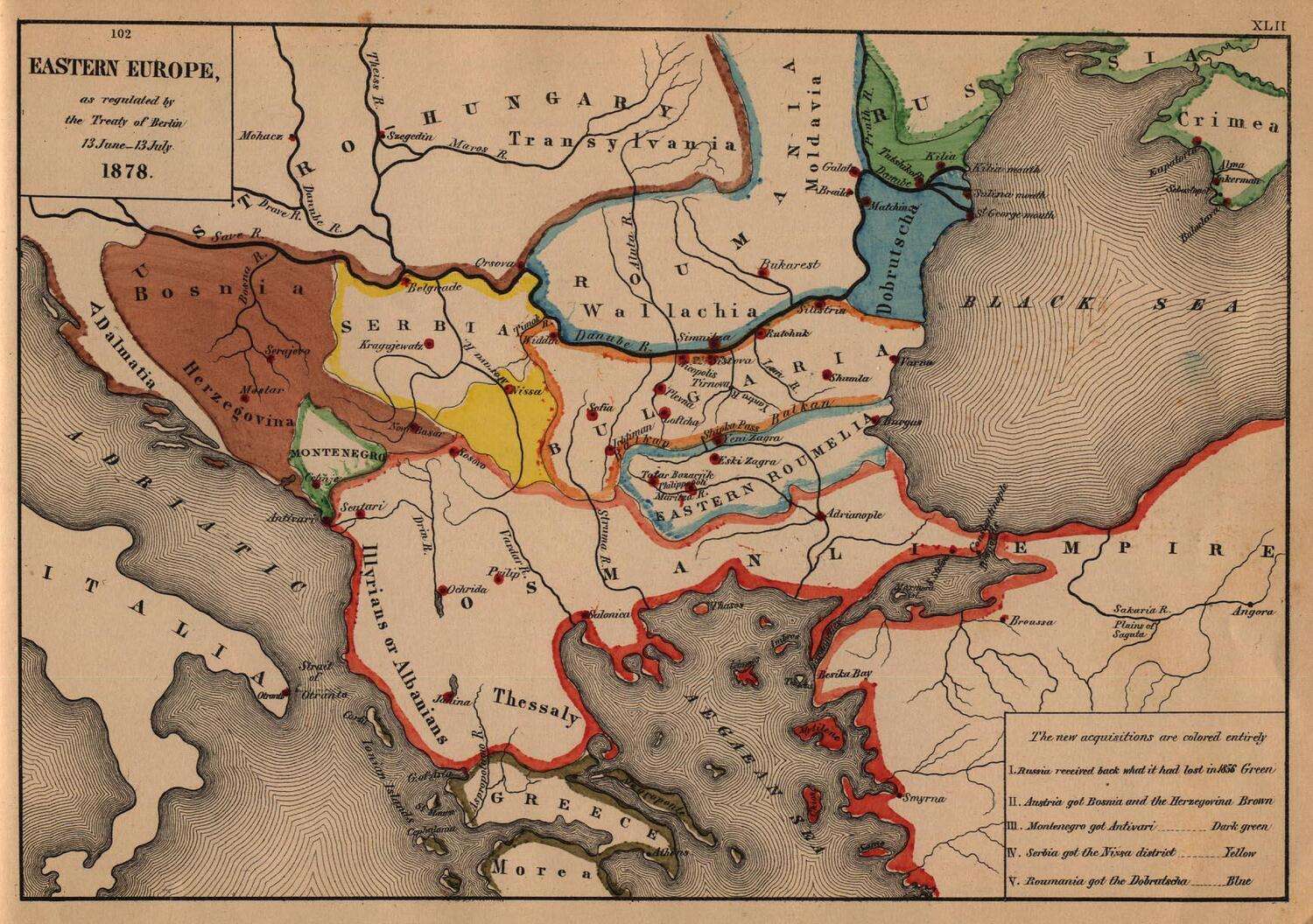 East Europe as regulated by the Treaty of Berlin, 1878