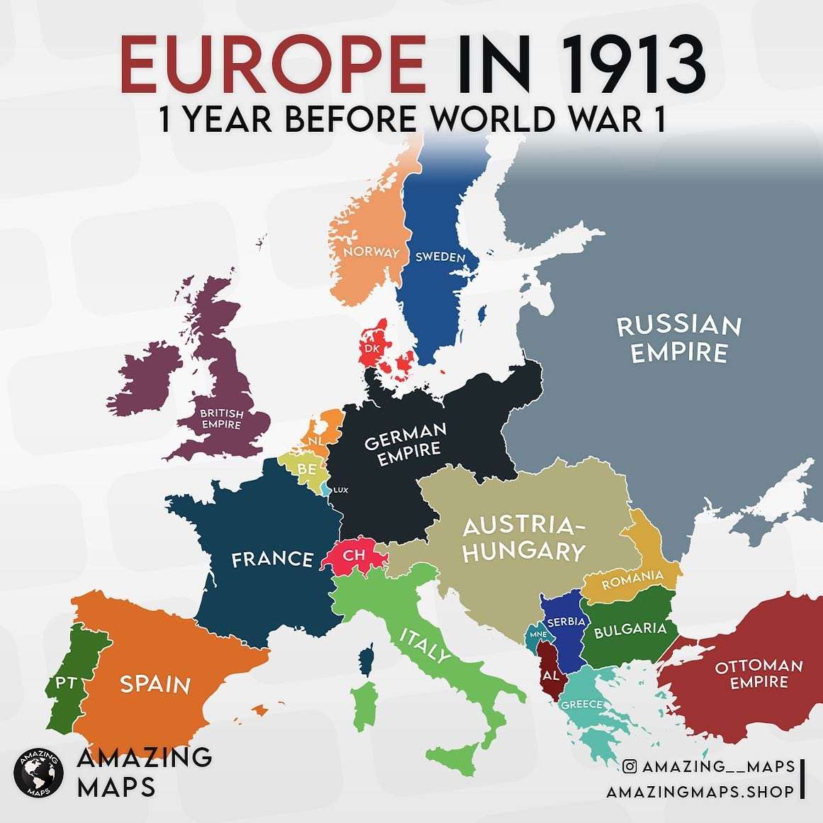Europe in 1913 (before WW1)