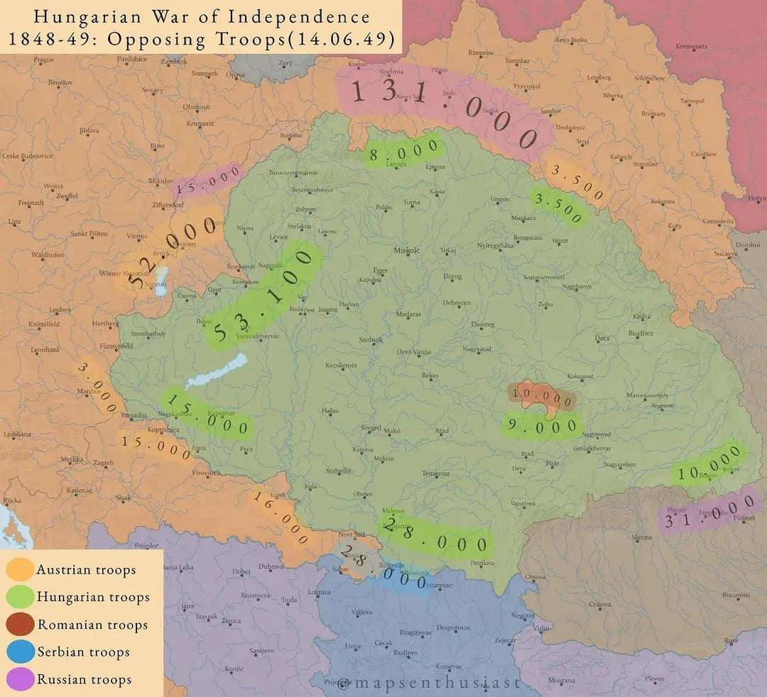 Hungarian war of independence opposing troops