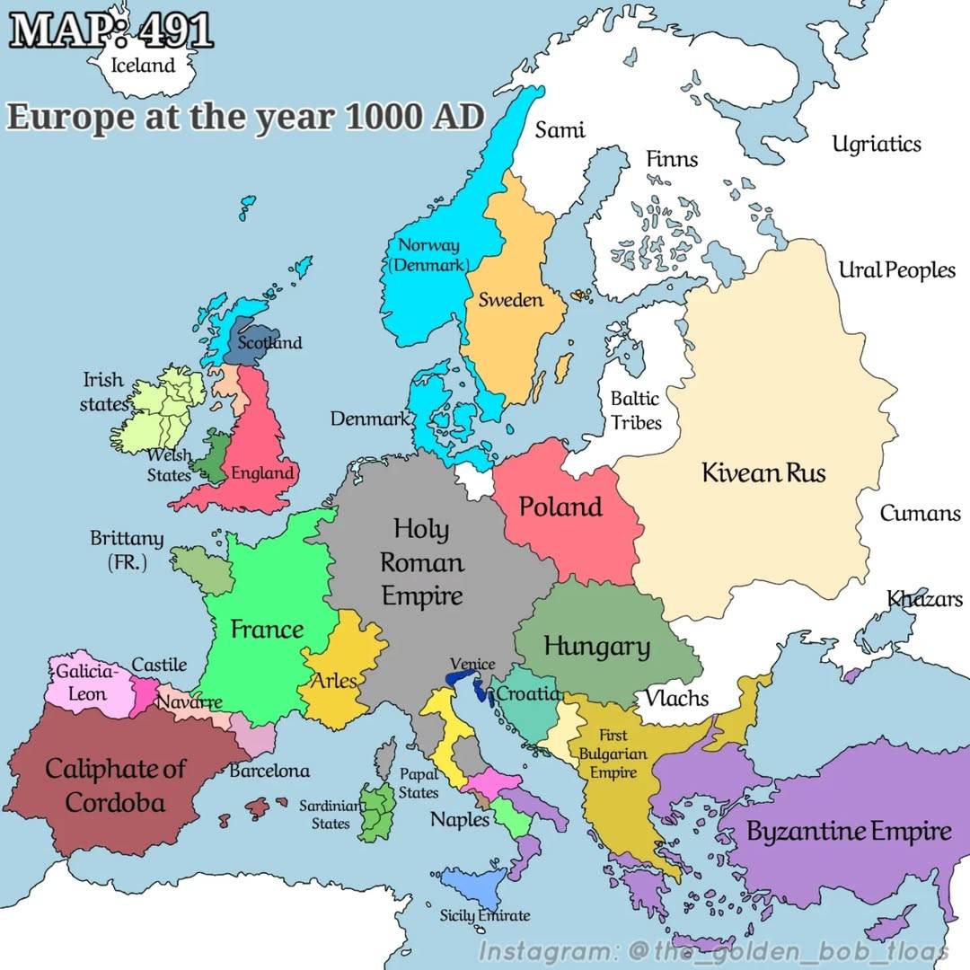 Map of Europe in 1000