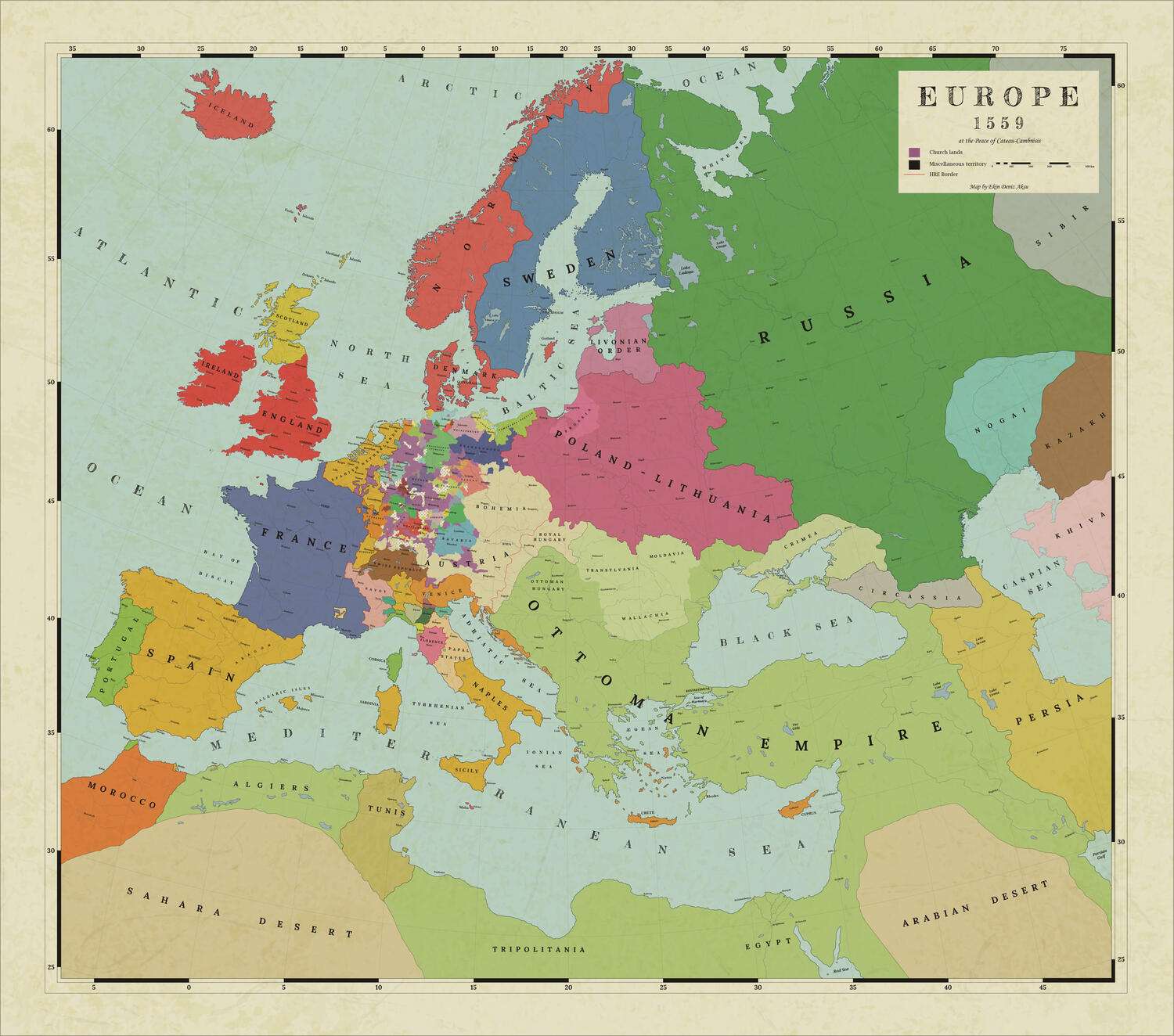 Map of Europe in 1559