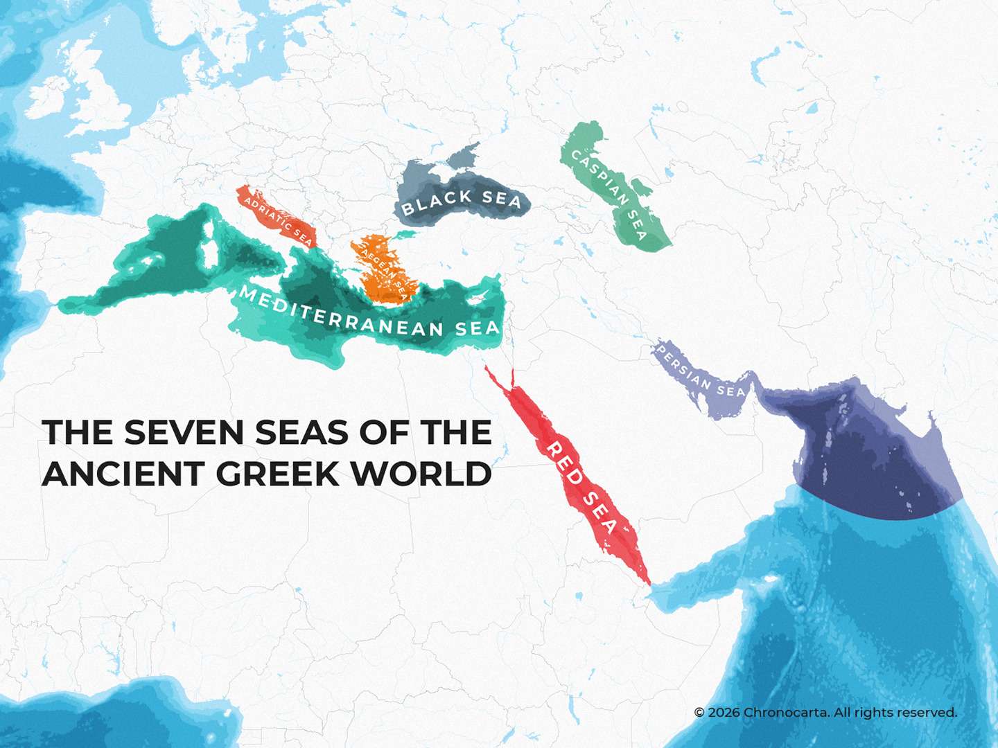 Map of the Seven Seas in Greek sources