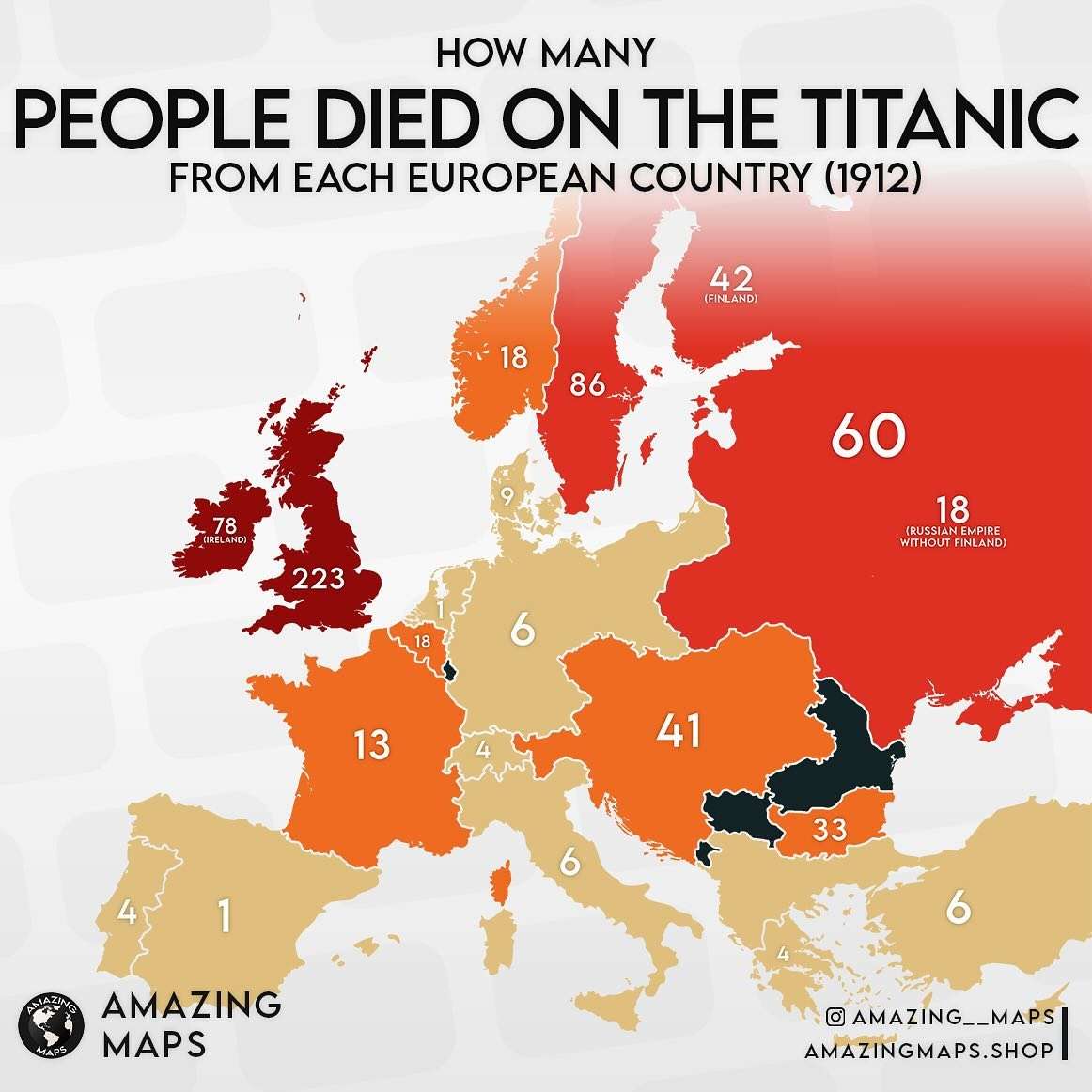 Number of deaths on the Titanic in 1912