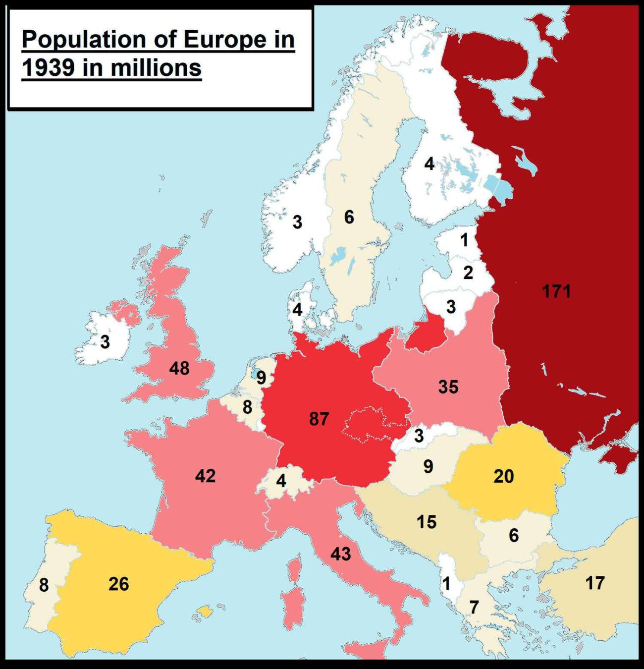 Population of Europe in 1939