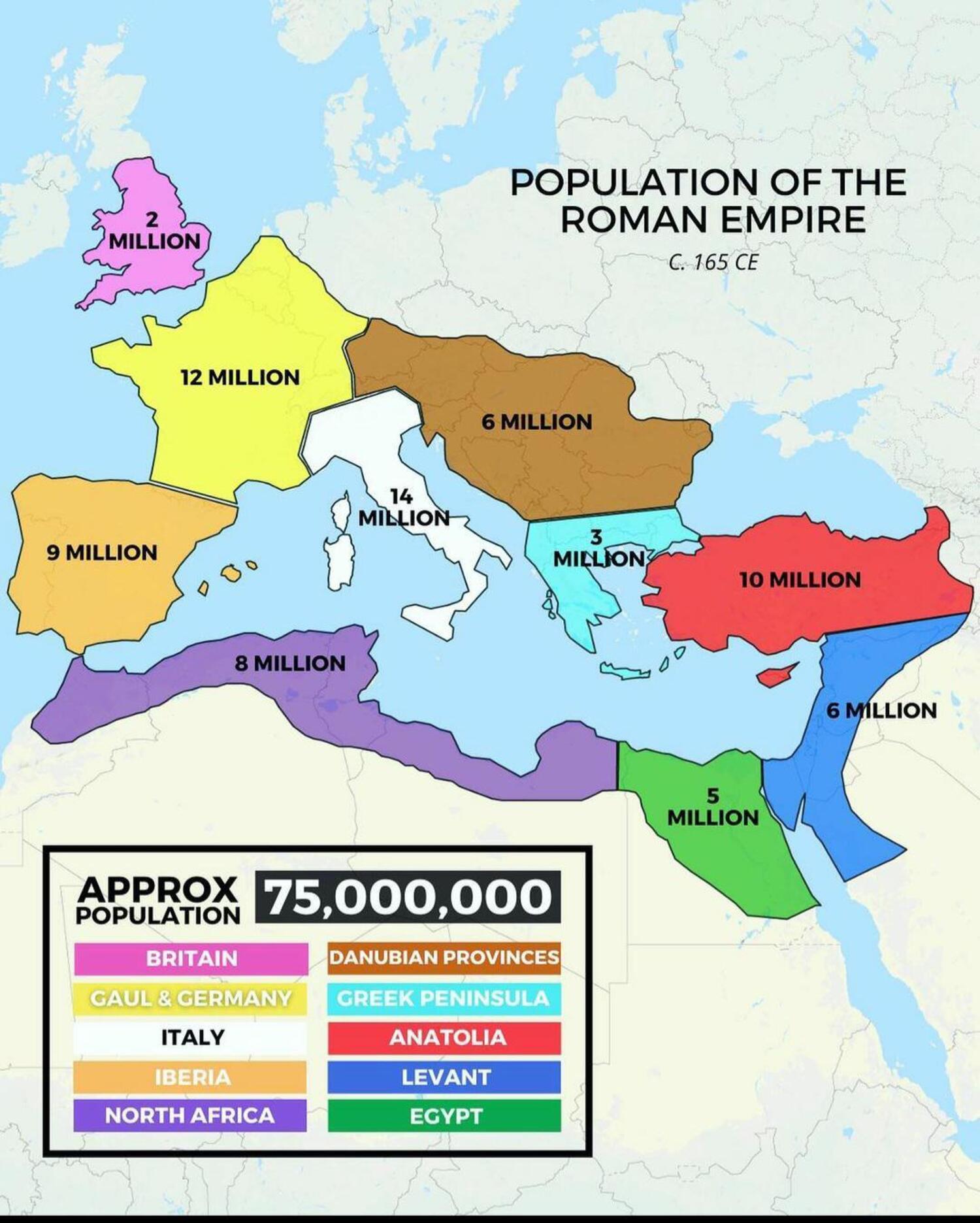 Population of the Roman Empire (165 CE)