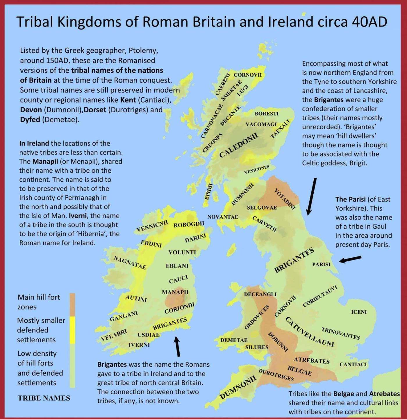 Tribal kingdoms of Britain and Ireland, c. 40 AD