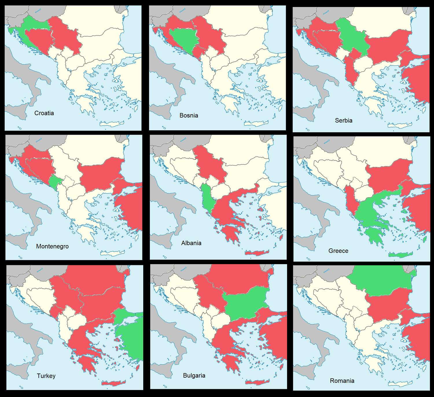 Which Balkan countries were at war with each other since 1800s