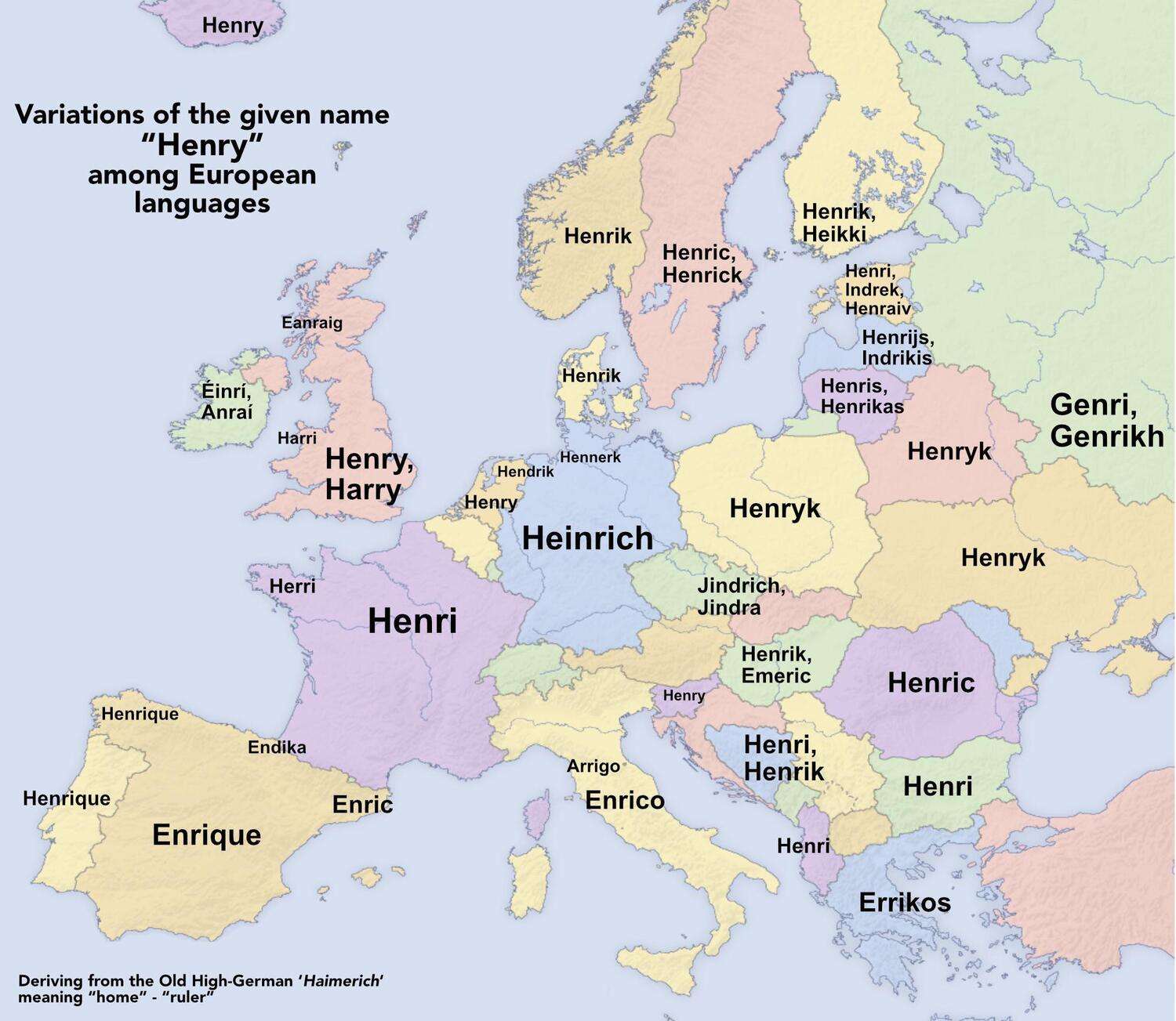 Variations of the given name “Henry”