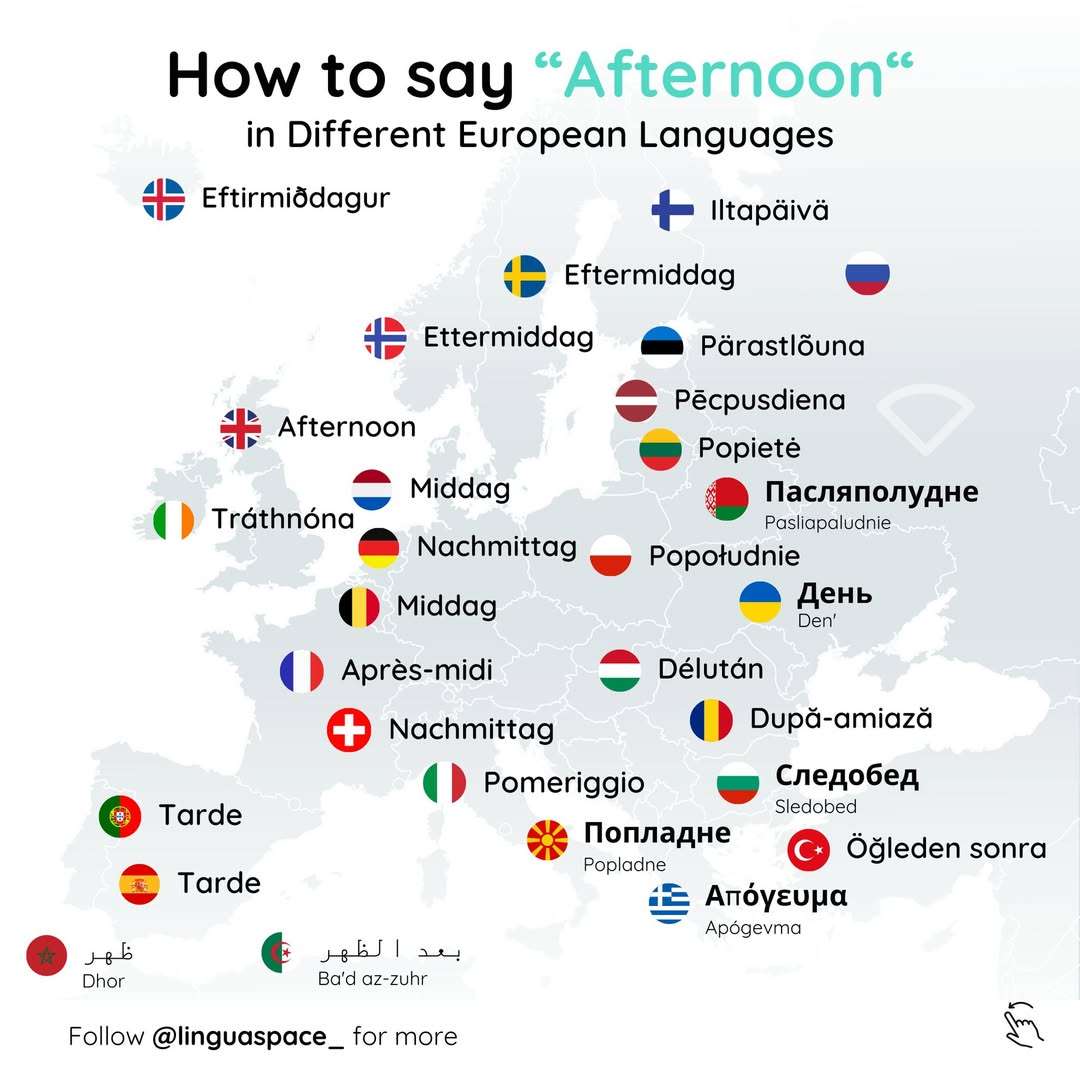How to say "afternoon" in European languages?