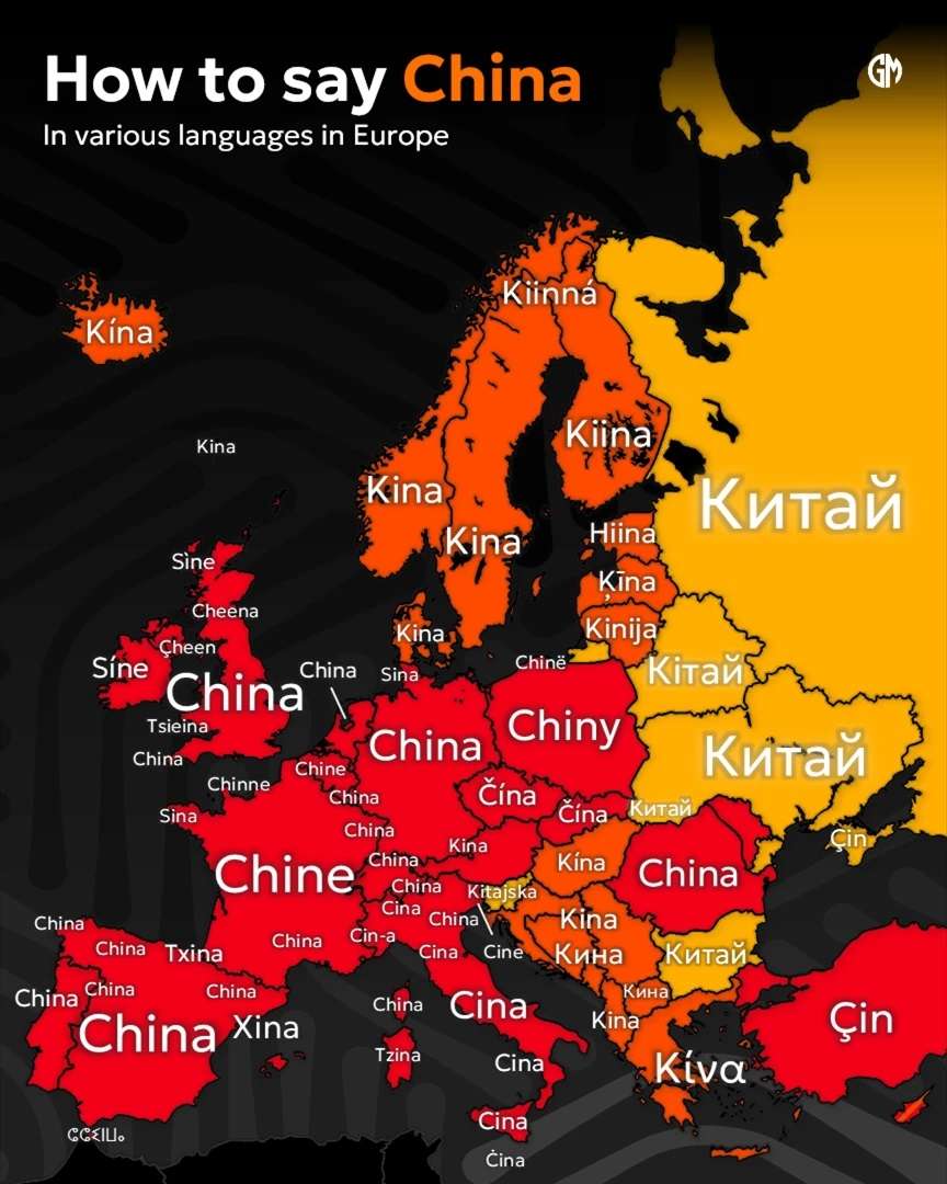 How to say China in various languages in Europe