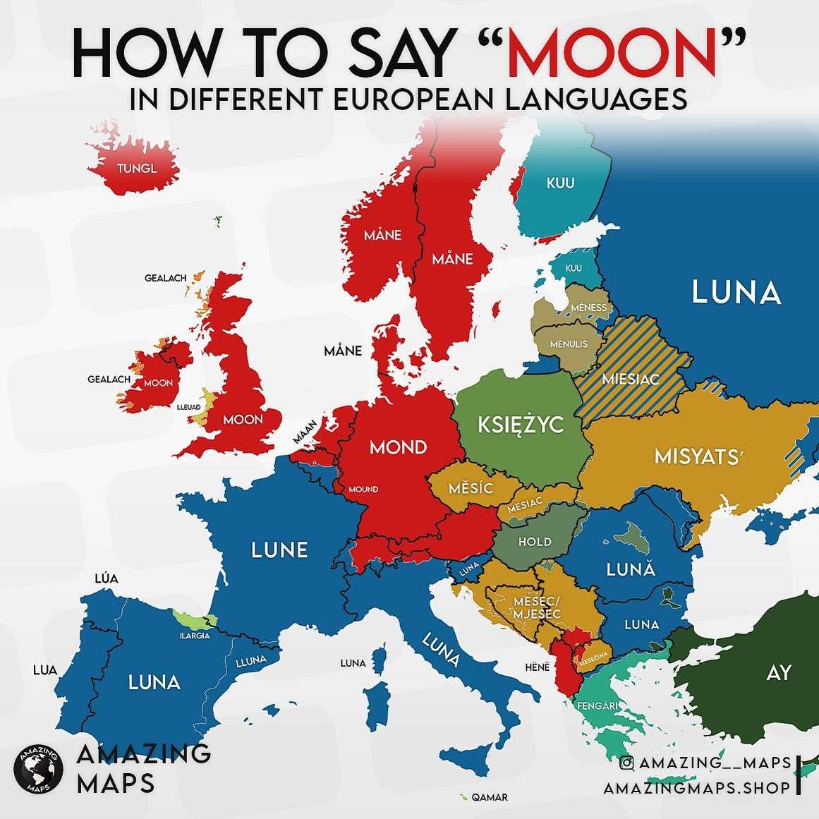 How to say Moon in different European languages
