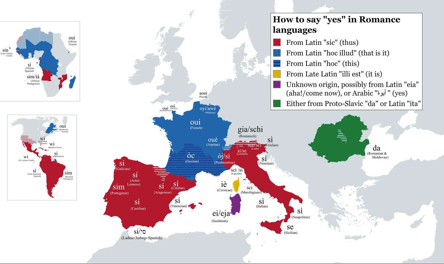 How to say "yes" in Romance languages?