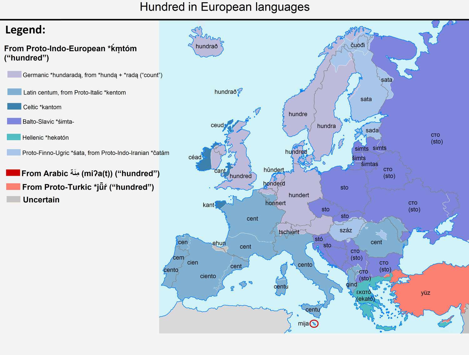 Hundred in European languages