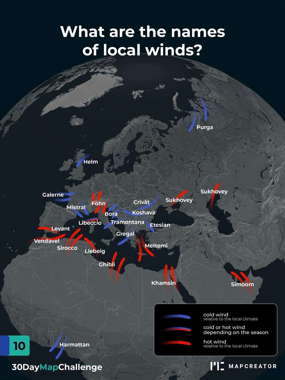 Names of local winds in Europe