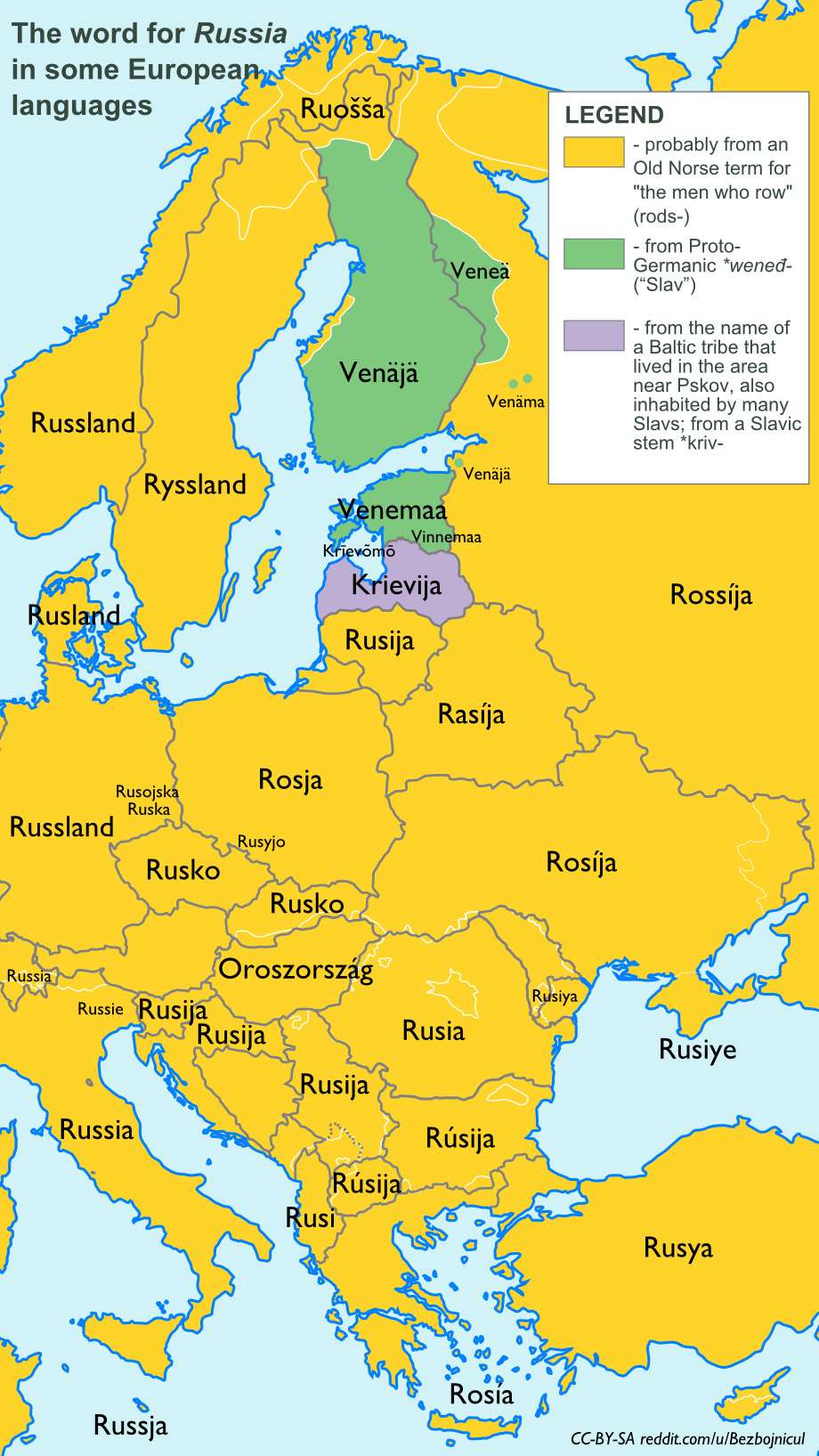 "Russia" in European languages