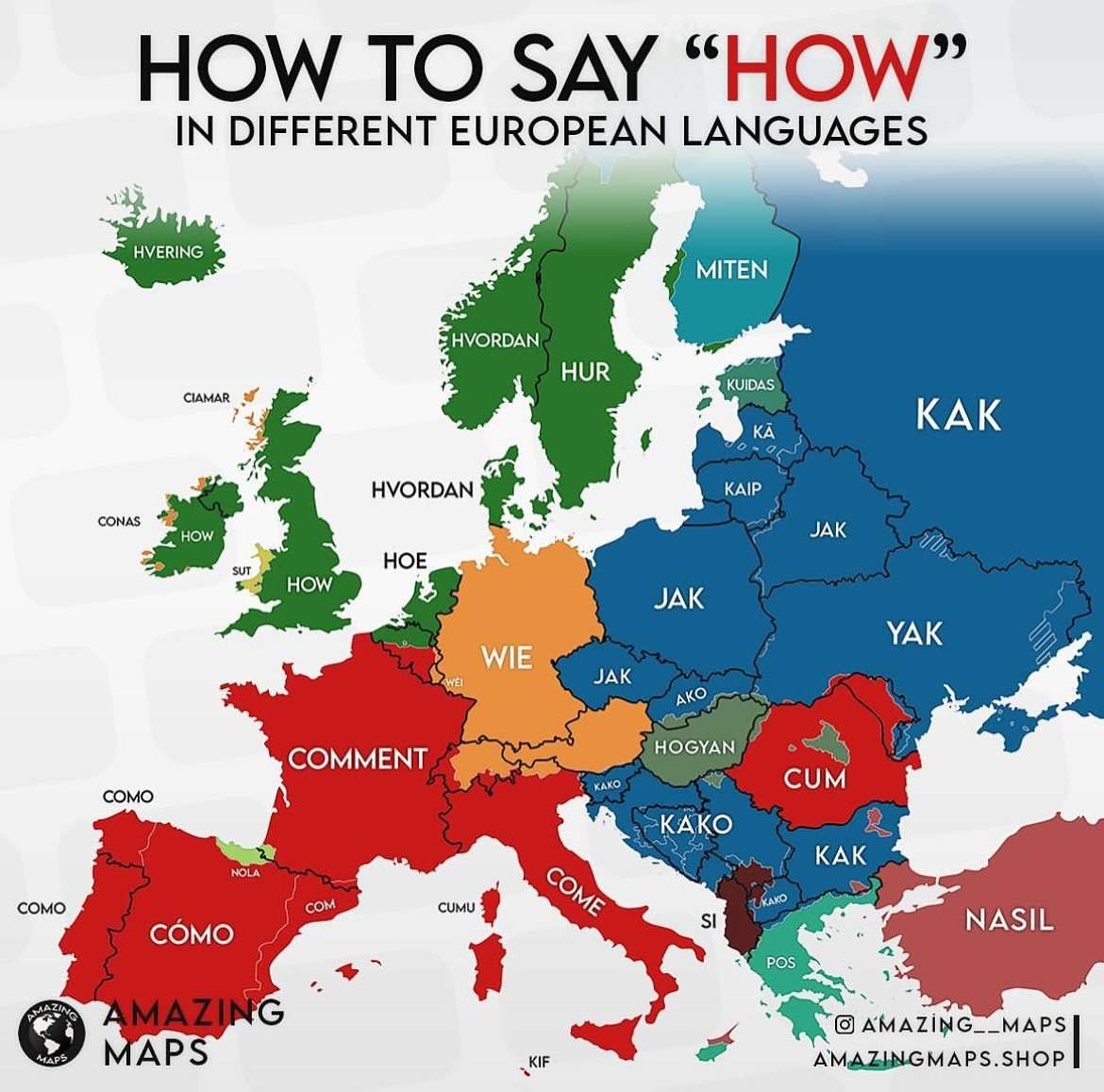 The word 'how' in European languages